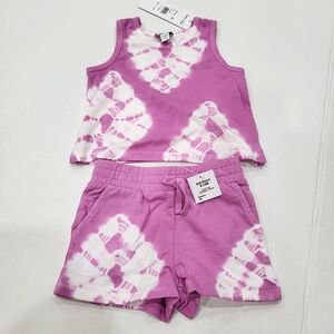 NWT Splendid Baby Girl 6-12M Pink White Tie-Dye Tank and Shorts Set Sunmer Beach